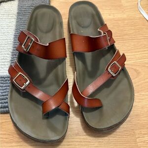 Brown Strappy Sandals with Buckles